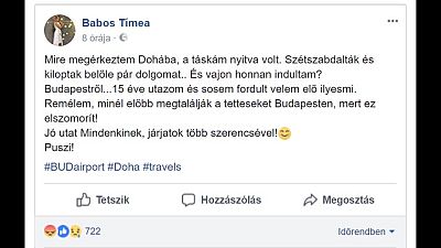 Babos Tímea csomagját is kifosztották Budapestről repülve