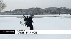 Esquiando por el parque en París