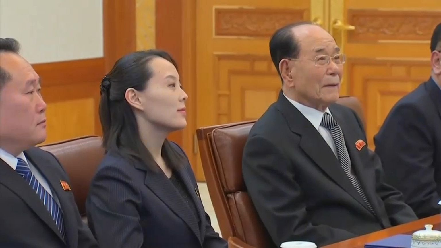 Kim Yo Jong with Kim Yong Nam, North Korea's nominal head of state