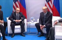 Vladimir Putin with Donald Trump at a summit in 2017
