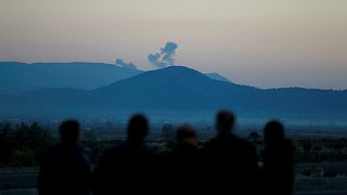 Smoke rises from Syria's Afrin region, as seen from the Turkish border