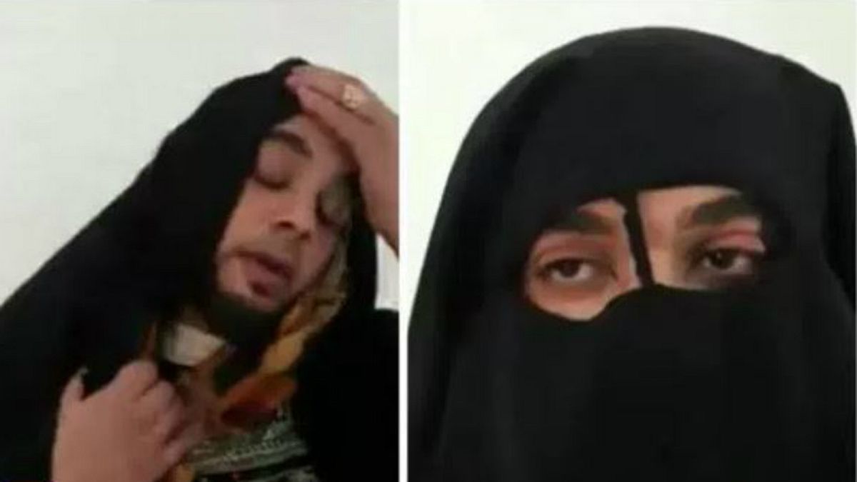 شاهد: القبض على إرهابي ليبي حاول الهروب متنكراً في زي سيدة منقبة