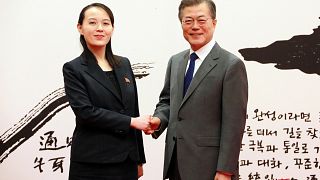 La sorella di Kim Jong e il presidente sudcoreano Moon Jae-in