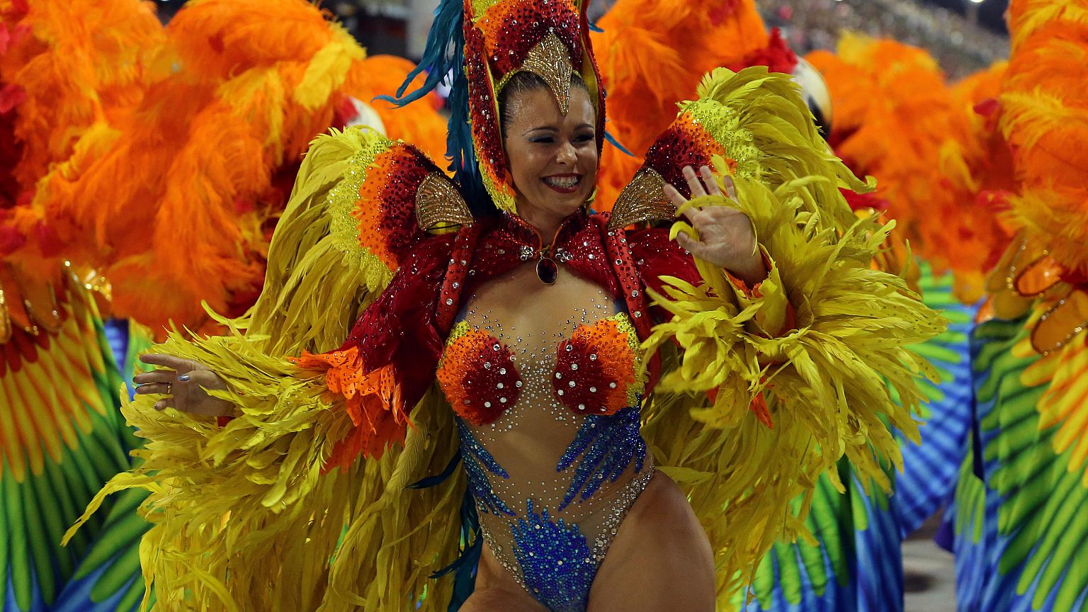 A reveller from Sao Clemente Samba school 