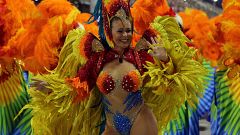 A reveller from Sao Clemente Samba school 