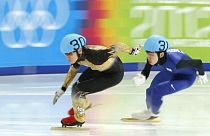 Kei Saito speed skating at the Youth Olympics in Innsbruck, Vienna in 2012.