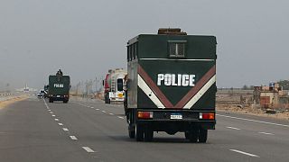 خودروهای پلیس مصر در نزدیکی پورت سعید