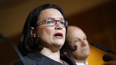 Übergangschef und wahrscheinliche künftige Chefin der SPD vereint im Bild