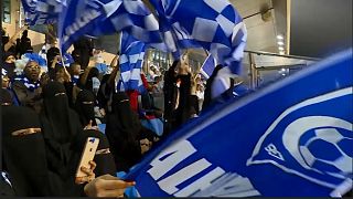 Saudi women enjoy themselves at football match in Riyadh