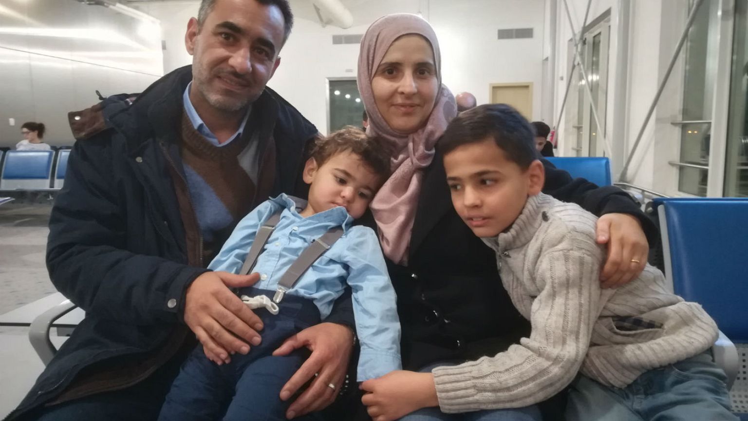 The Hanan family in Athens as they prepare to leave for Irealand