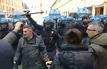 Anti-fascist demonstrators clash with Italian police in Bologna