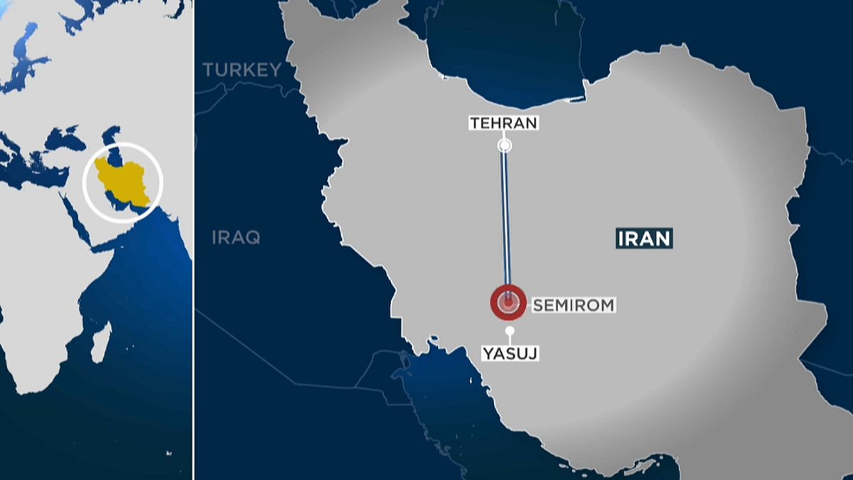 A map indicating crash site of the Iranian passenger plane