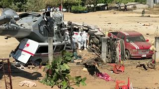 Aftermath military helicopter crash in Mexico's Oaxaca state