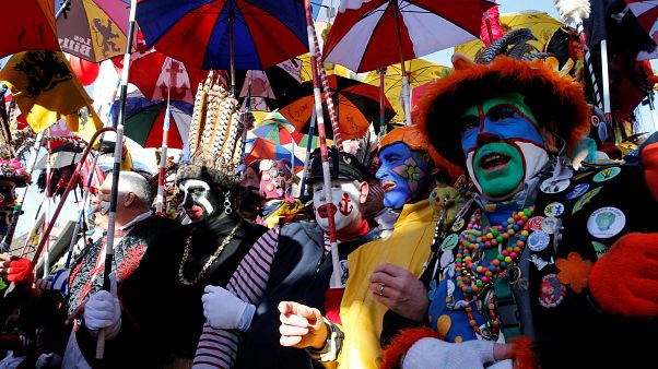 Bunte Jecken in Dunkirchen, Nordfrankreich 11. Februar 2018. Bunte Jecken in Dunkirchen, Nordfrankreich 11. Februar 2018.