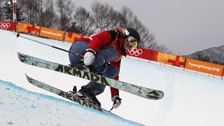 Elizabeth Swaney competes in the women's ski halfpipe qualifications