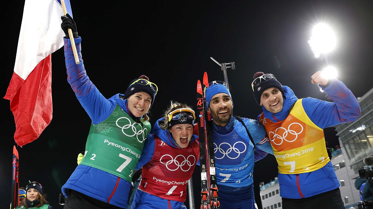JO Pyeongchang : Martin Fourcade remporte le relais mixte biathlon.