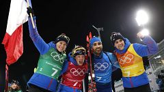 JO Pyeongchang : Martin Fourcade remporte le relais mixte biathlon.