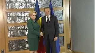 La Primera Ministra de Rumanía, con el presidente del Consejo Europeo