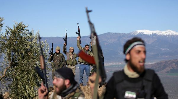 Free Syrian Army fighters near Afrin Free Syrian Army fighters near Afrin