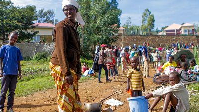 Refugees at the Karongi camp in western Rwanda