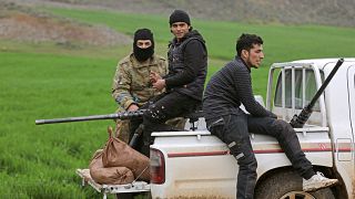 Türkische Kämpfer in der Nähe von Afrin in Nordsyrien