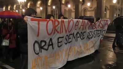 Anti-fascist demonstrators clash with police in Turin