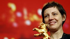  Adina Pintilie poses with her Golden Bear award for Best Film Touch Me Not