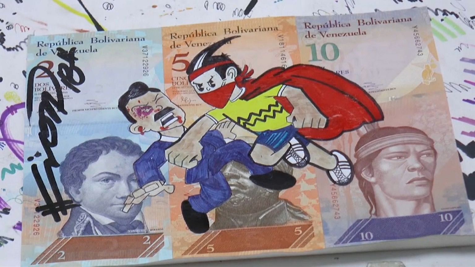 Kunst aus wertlosen Bolivar-Scheinen