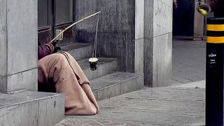 Obdachloser in den Straßen von Brüssel