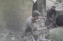 Последствия бомбардировок в Восточной Гуте 