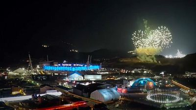 Olympics closing fireworks timelapse