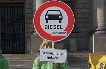 Environmentalists outside Federal Court in Leipzig