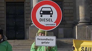 Environmentalists outside Federal Court in Leipzig