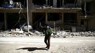 Man in besieged town of Douma in Eastern Ghouta in Damascus, Syria