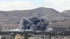 Humo de un bombardeo sobre Guta Oriental
