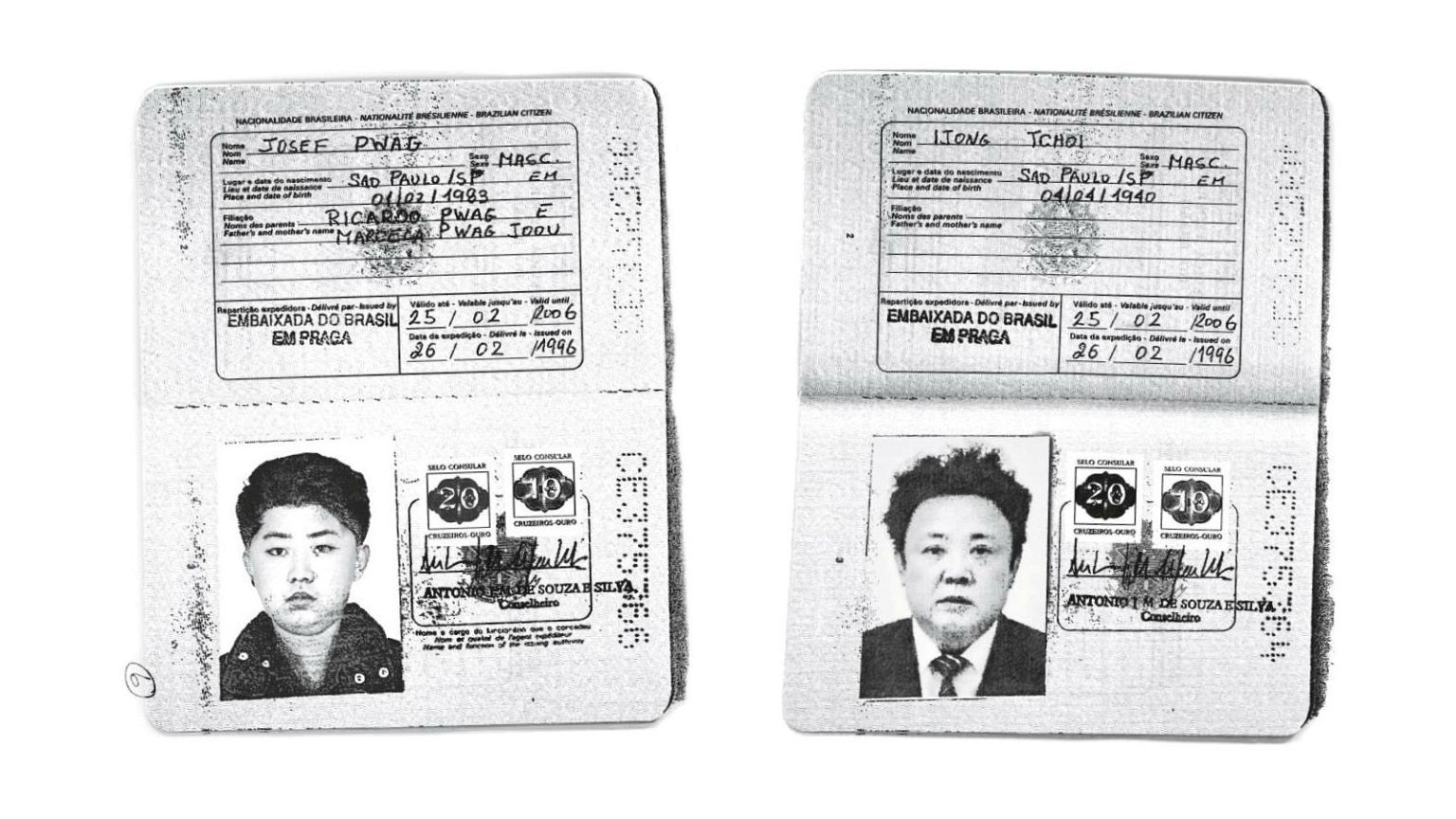 Authentic Brazilian passports issued to Kim Jong-un and Kim Jong-il