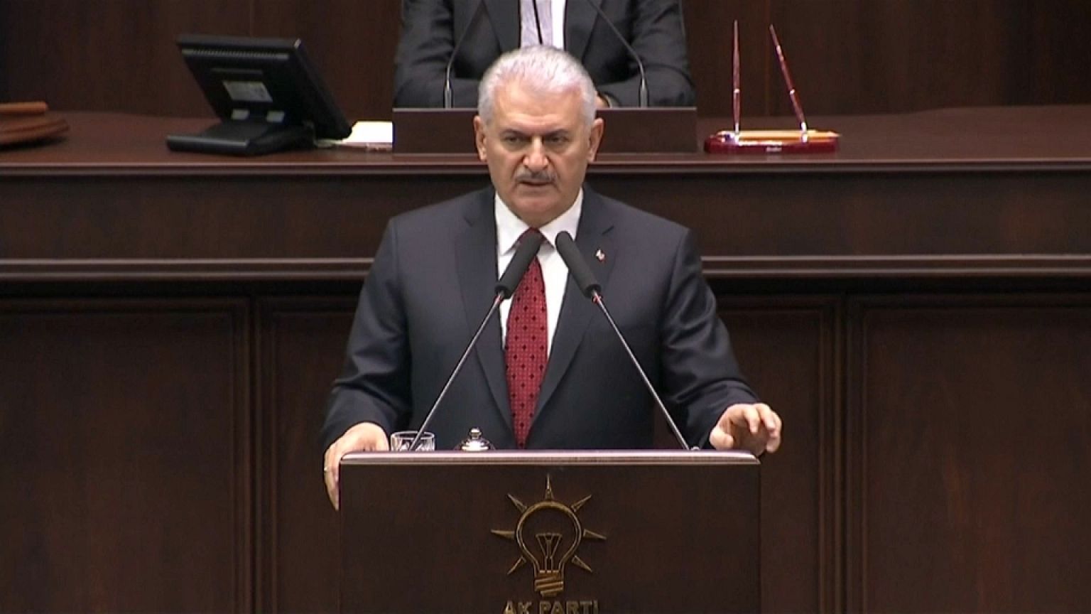 Turkish prime minister Binali Yildrim addresses parliament