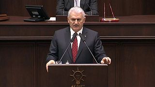 Turkish prime minister Binali Yildrim addresses parliament