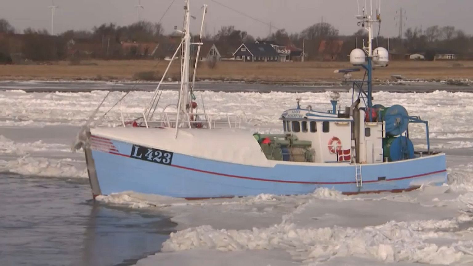 Fishing boat rams bridge in Denmark