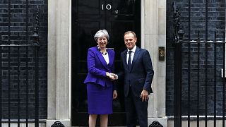 Theresa May and European Council President Donald Tusk in London, March 1