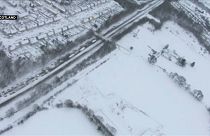 Aerial shots of stranded motorists