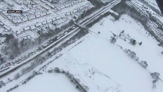 Aerial shots of stranded motorists