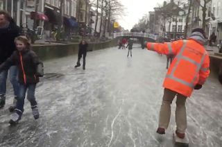 Watch: People skate on frozen Dutch canals