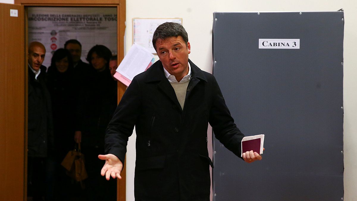 Democratic Party leader Matteo Renzi arrives to cast his vote 