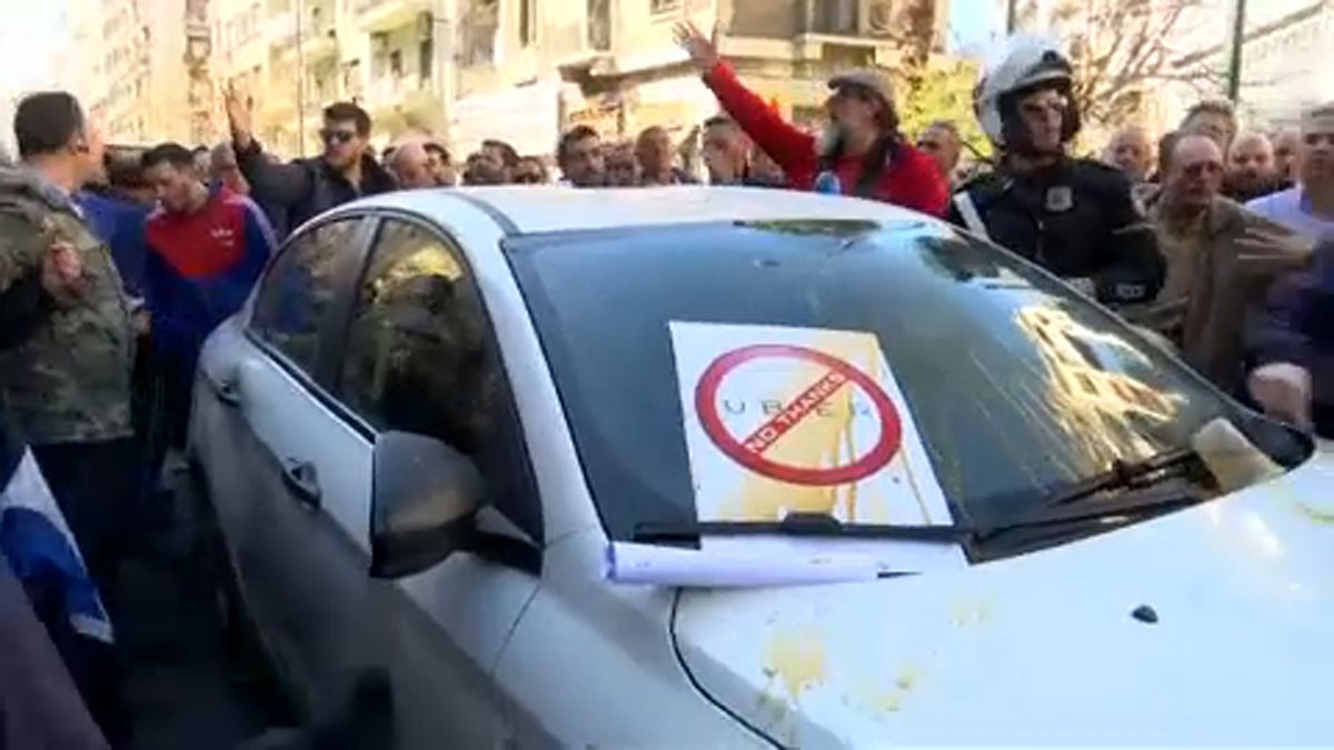 Protestos anti-Uber em Atenas