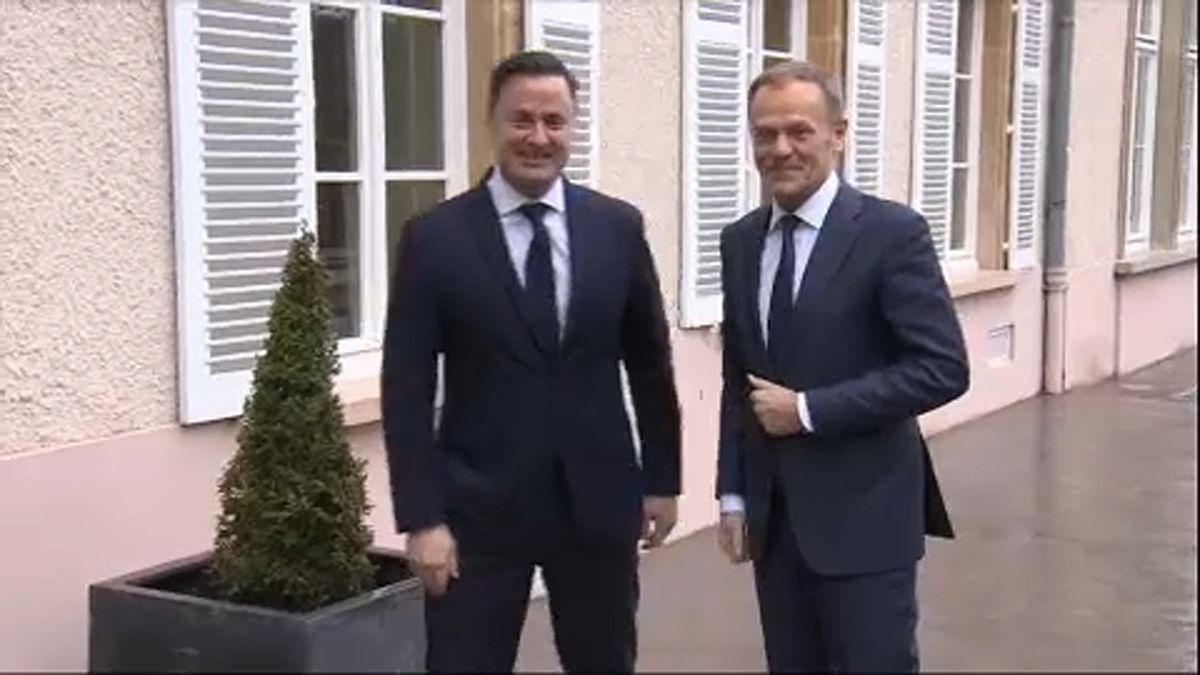 Donald Tusk bizottsági elnök és Xavier Bettel luxemburgi miniszterelnök