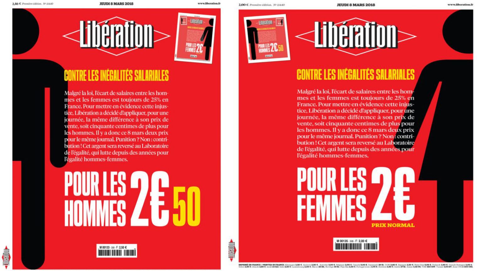 Το σημερινό φύλλο της εφημερίδας Liberation ακριβότερο για τους άνδρες