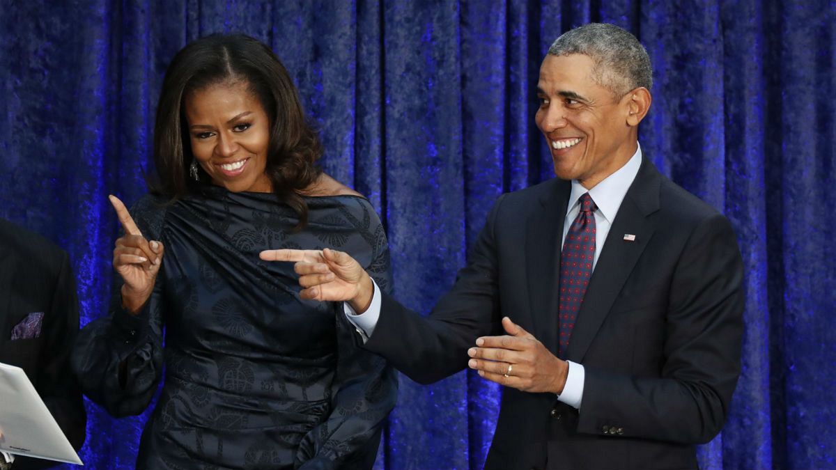 Former U.S. President Obama and first lady Michelle Obama