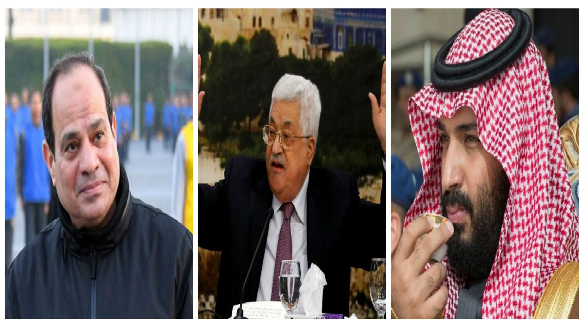 من اليمين، محمد بن سلمان ومحمود عباس وعبد الفتاح السيسي