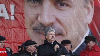 Moskova'da komünist aday Grudinin'e destek gösterisi